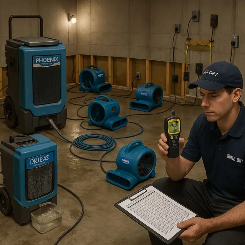 Structural Drying and Dehumidification process in Winchendon, MA